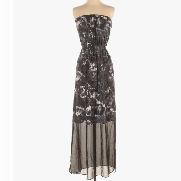 Express black and white tie dye with sheer hemline maxi dress size XS - Picture 3 of 8